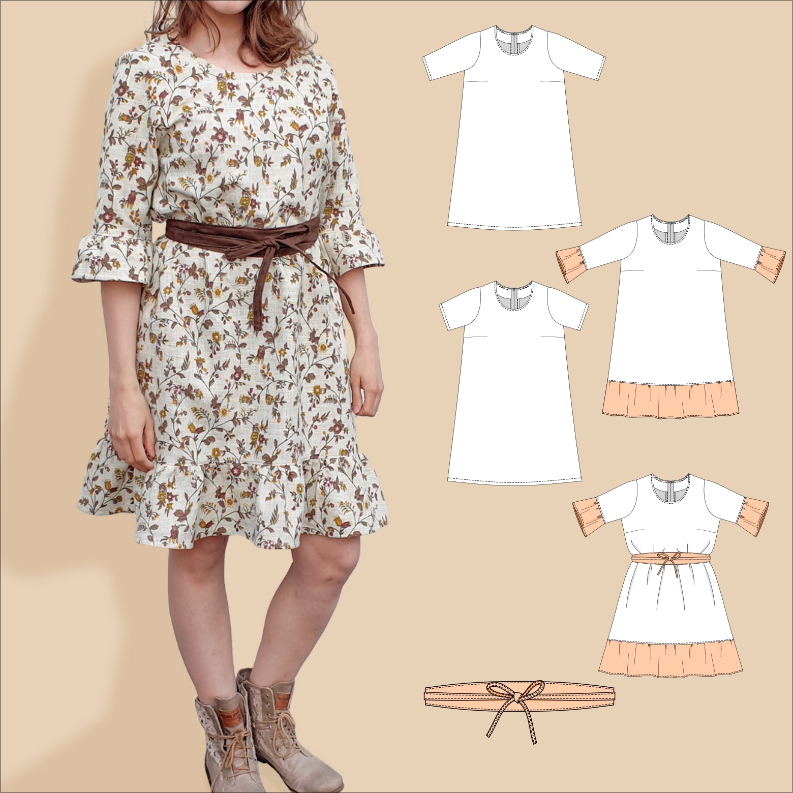 Sarah Sewing Pattern  Linen Dress or Tunic with Ruffles