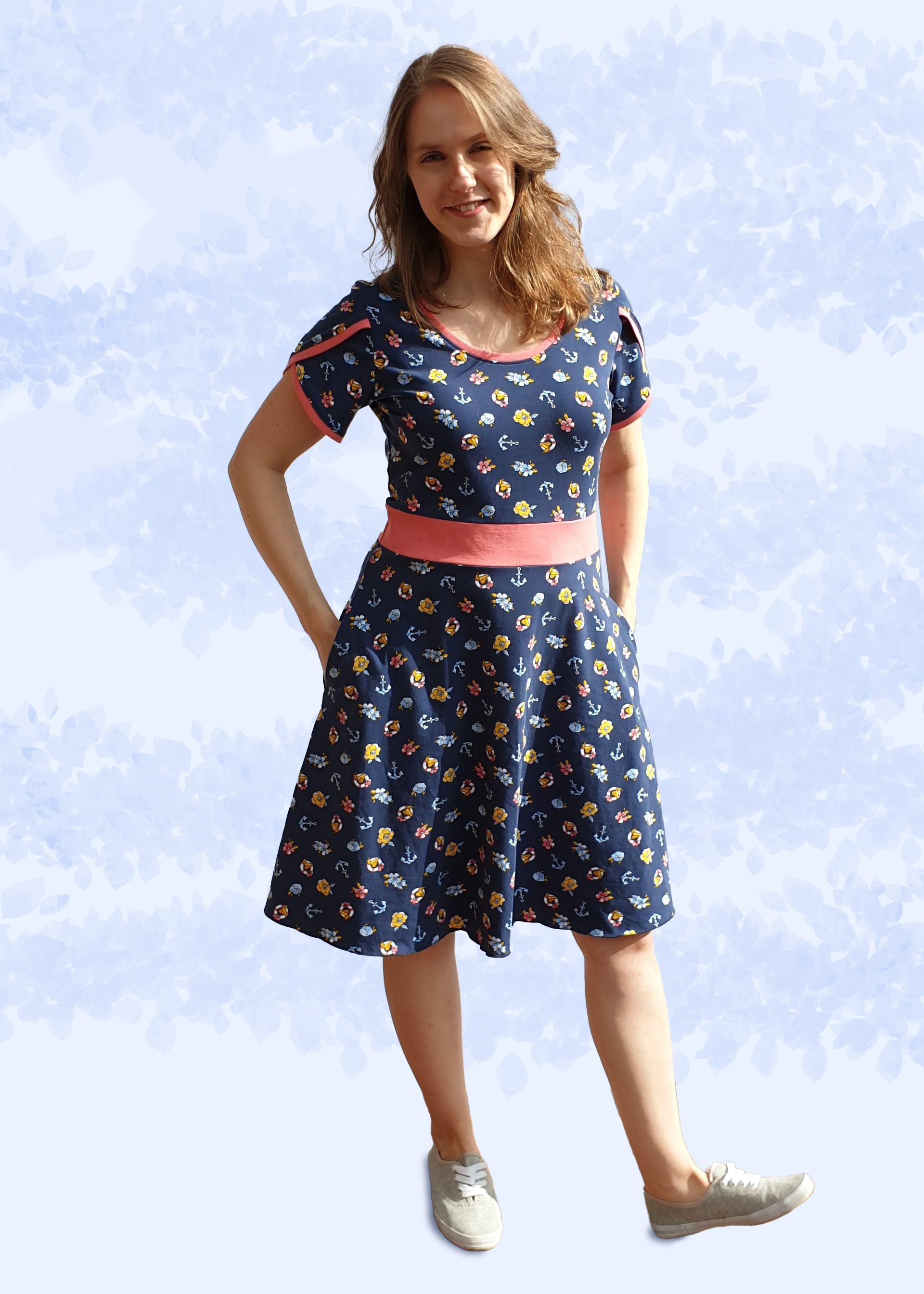 Isa  Jersey Dress with Flared Skirt & Tulip Sleeves | Sewing Pattern EU  3450 / US 420